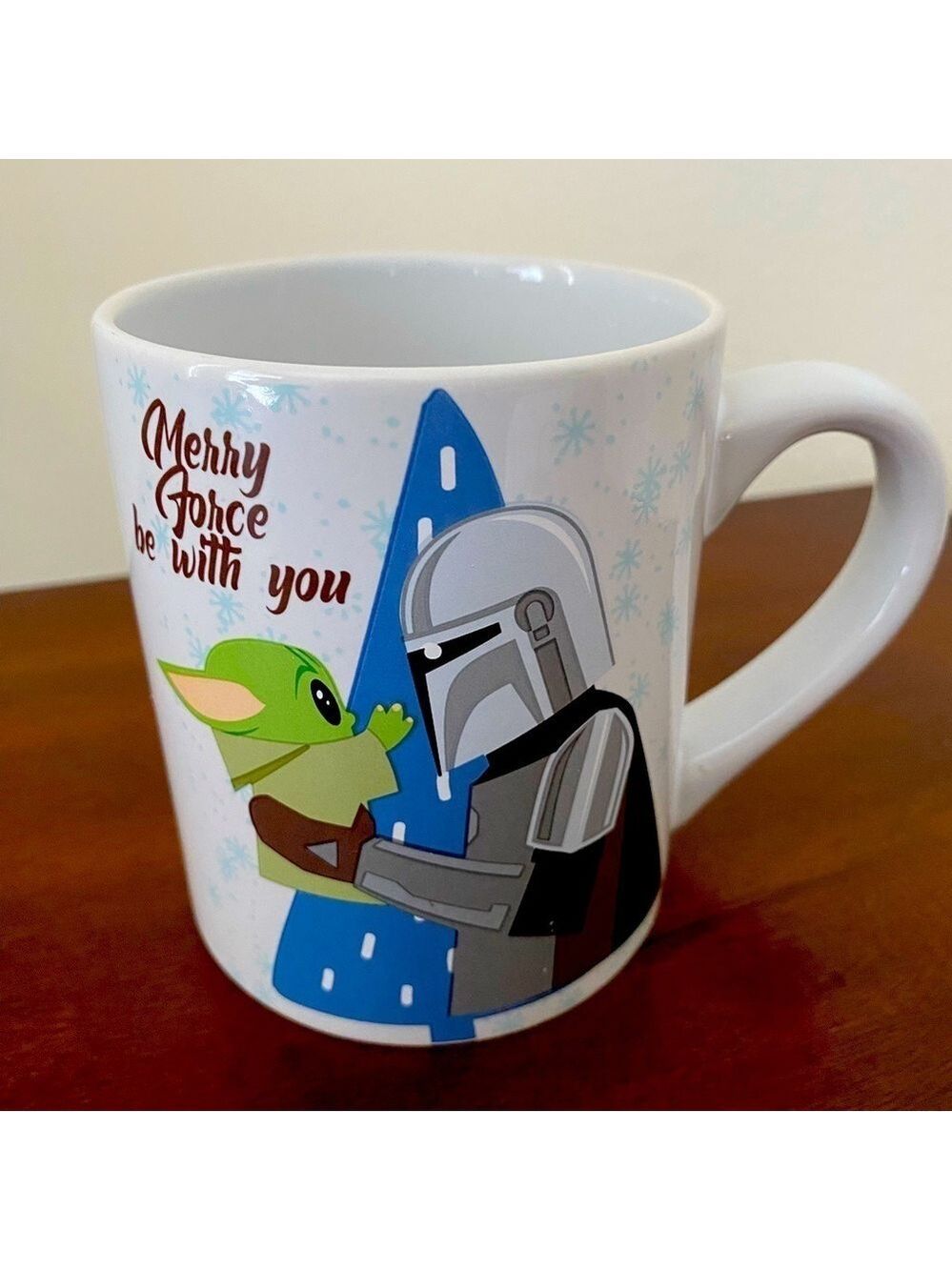 Star Wars Grogu & Mandalorian Christmas Mug • “Merry Force Be With You” • 14oz